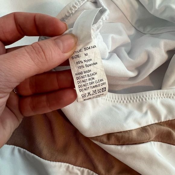 Boutique White One Shoulder Mesh Cut Out Swimsuit - Picture 7 of 9